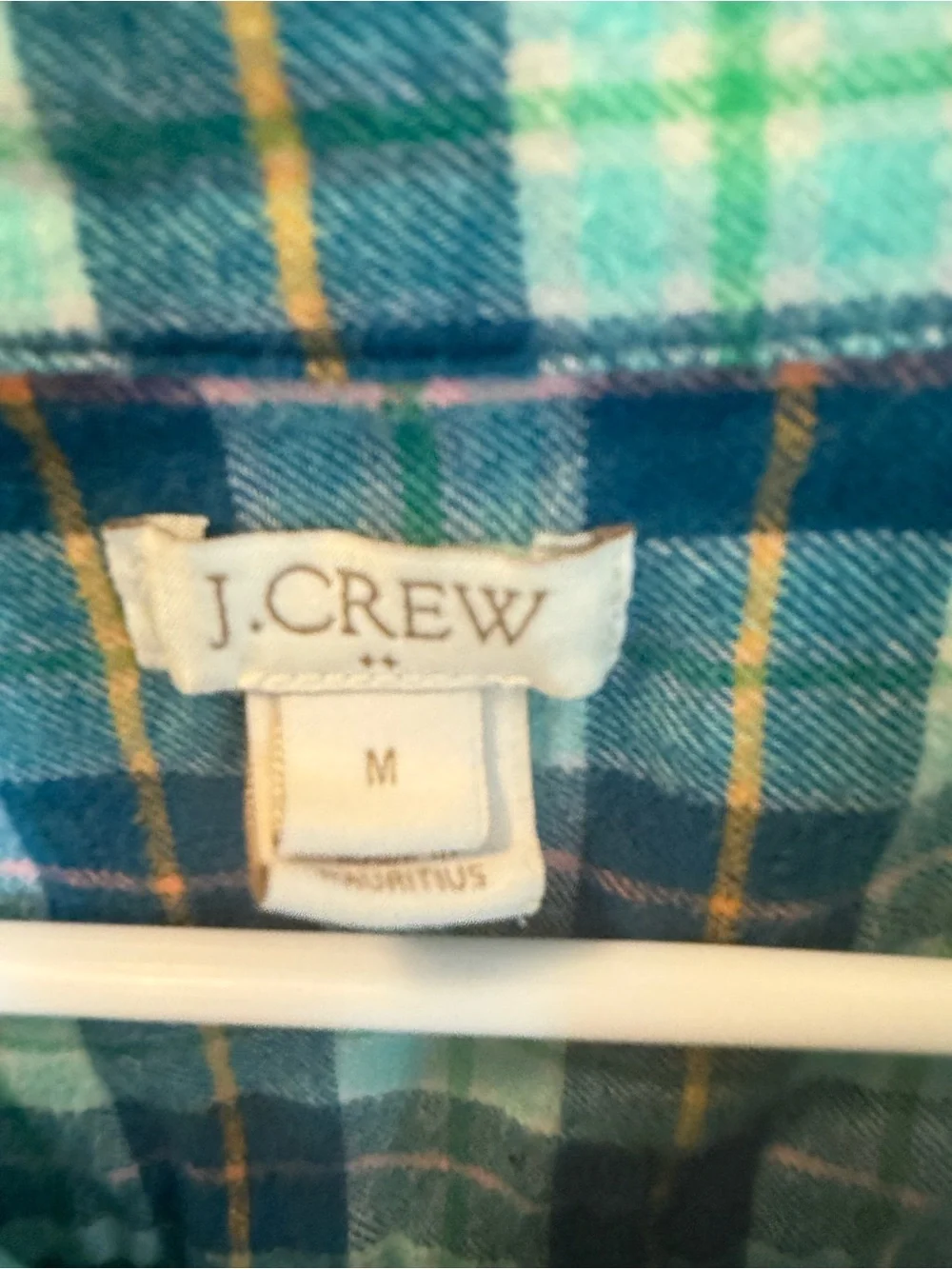 J.Crew Plaid Popover Flannel Shirt Women’s M 100% Cotton Blue Green Preppy